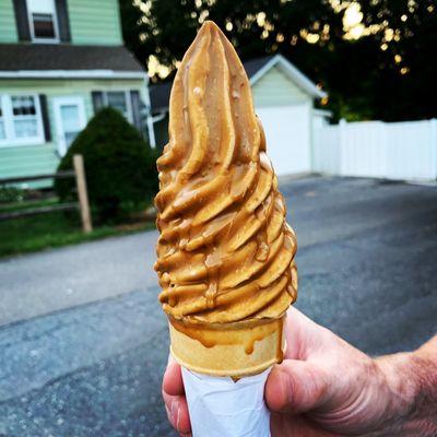 Unique and tasty peanut butter dip on my cone!