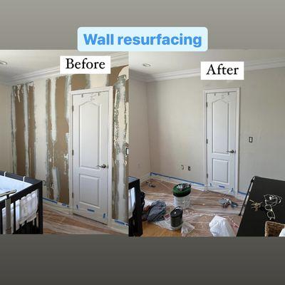 Before and after - wall resurfacing