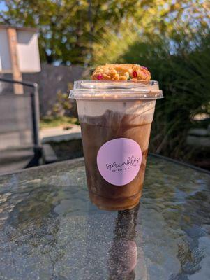 Iced coffee with cookie butter cold cream