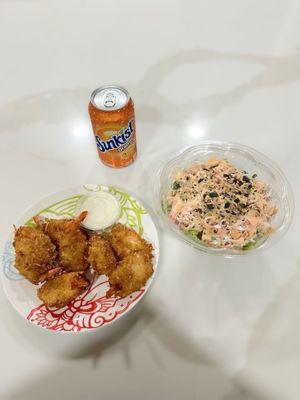 Coconut shrimp and build your own poke bowl. #girldinner