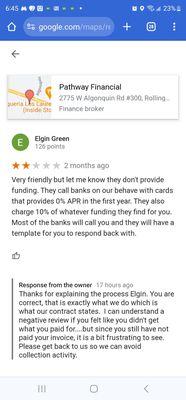 In the pic above is them speaking my private business publicly. I feel scammed by these people.