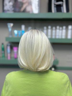 Custom-blended blonde that grows out like a dream.