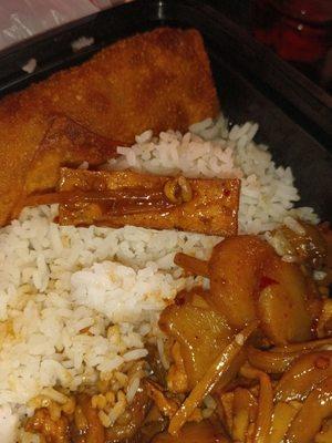 Black bean Szechuan with fried tofu. Spicy and flavorful. Will order this next time.