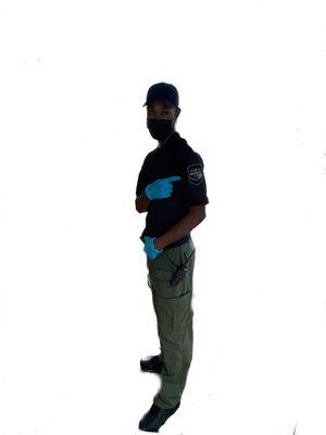 Unarmed Guard uniform is black polo shirt and OD green tactical pants.