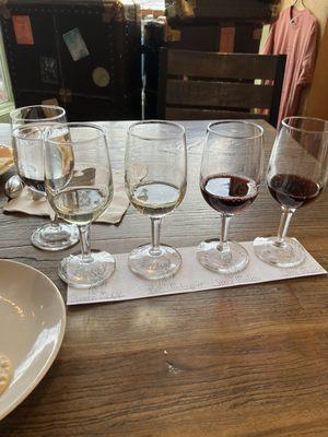 Our flight of wine samples.