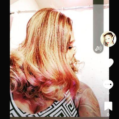 Highlights with Silk Press on Natural Hair