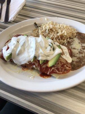 Chicken enchilada special with add ons