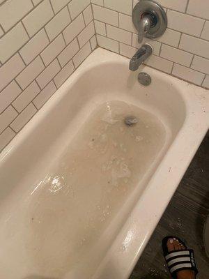 The tub not draining dirty water coming out, after they "fixed" my leak