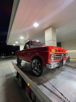 Towing this beautiful classic truck