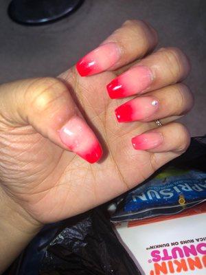 You clearly see the different ombré . Even after I told her to fix that hand .