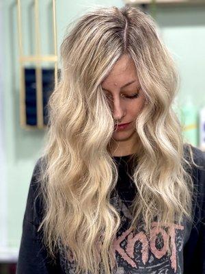 Heavy full foil, tip out, root melt and toner