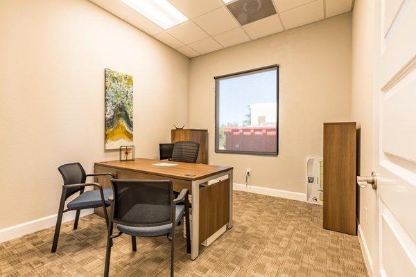 Spacious and well-lit private offices allow for single or multi employee use.