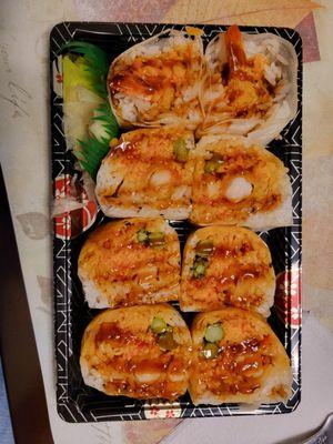 Louisiana Sushi Roll in to go package.