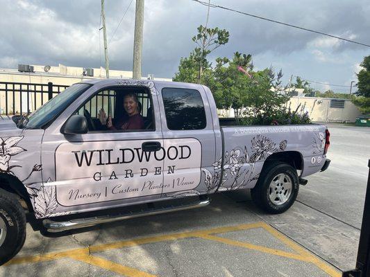 Amanda delivering plants early on a Saturday morning.