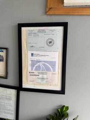 Ironically -- their "Business Tax Permit" on full display, but yet working under the table. Who knows what other business laws they break.