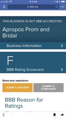 F rating from the BBB