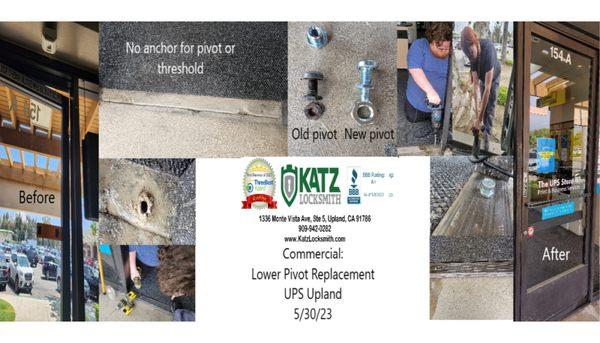 Bottom pivot installation at UPS in Upland