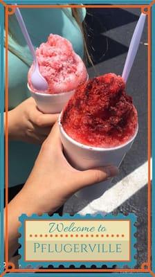 My last day in TX so I had to get it again! Cherry Pickledilly and my friend got strawberry something... But my shaved ice was amazingggg!