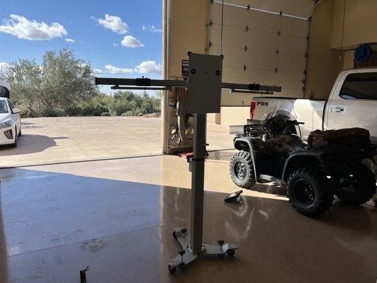 Equipment used for the calibration of the adaptive cruise control and camera. (eye exam)