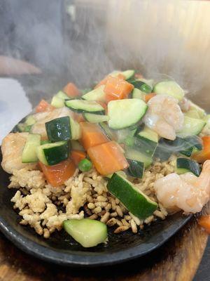 Sizzling Rice Prawns Platter