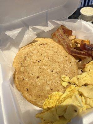 2 Pancakes 2 Eggs Anyway 2 Strips of Bacon and Hash Browns