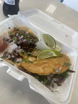 Steak Pastor and Birria Taco.