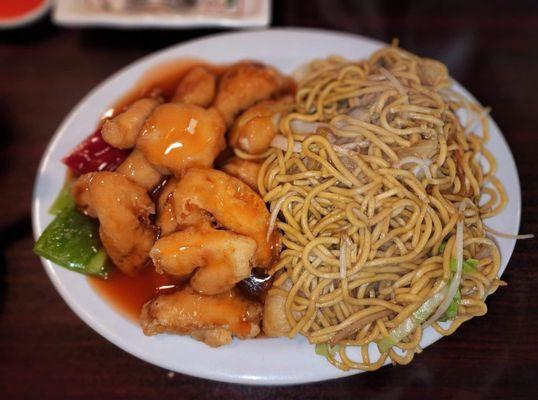 Sweet and Sour Chicken, with a side of Lo Mein