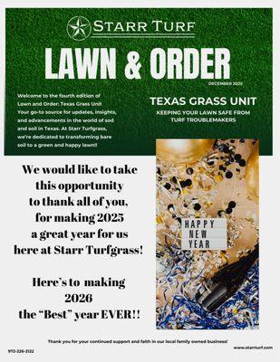 Happy New Year from all of us at Starr Turfgrass.
Wed - open until 2PM
Thu - Closed
Fri - 8AM - 2PM