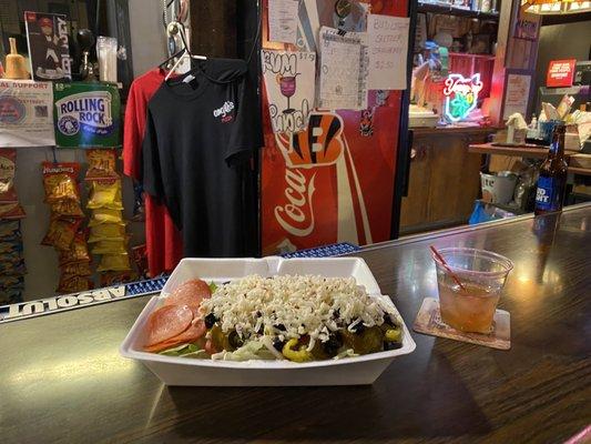 Small "Donna salad" to go. Make sure you get a T-shirt too