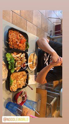 113. Pineapple Fried Rice, Veggie Fried Eggrolls Sriracha Noodles,