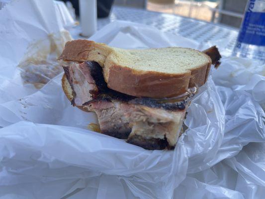 Literal "rib sandwich" on white bread