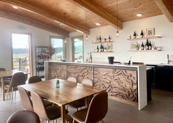 Our new tasting room with a large wrap around deck and patio