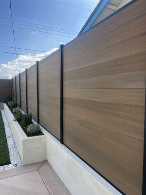 Black Aluminum framing with composite insert boards
6' tall x 6' wide