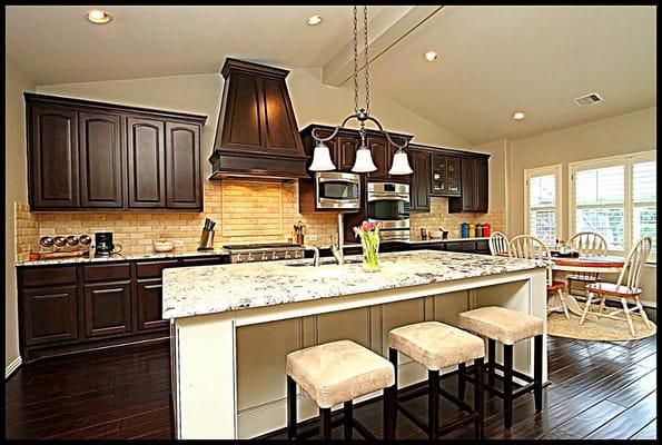 Granite and backsplash in kitchen- The Woodlands, Texas