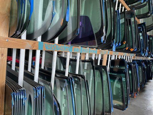 New and used windshields, window, and back glasses.