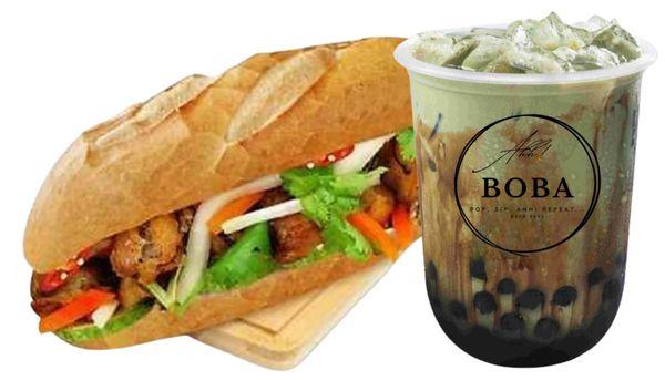 What a delicious combo... Banh Mi and Matcha Milk Tea!!!