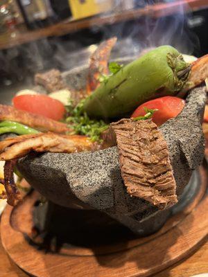 Grilled Steak and chicken Arracheras Molcajete