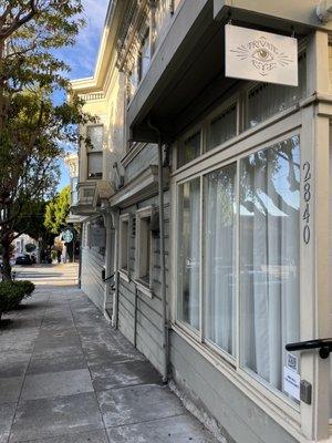 Located behind Starbucks and across the street from the Bus Stop bar