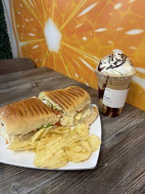 Torta de Pollo and Mocha Frappe