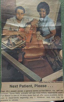Blessed  greetings Dr. Jurcak!  Here's a THROWBACK article during your Army days in VA.  I came across this snapshot. Respectful Sylvia W