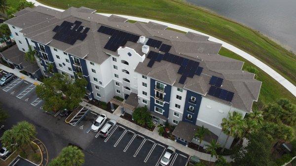 Commercial solar array on multifamily property in West Palm Beach Florida.
