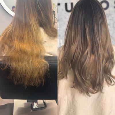 Before and after hair