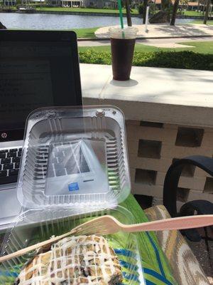 The outdoor patio is not a bad place to get some work done