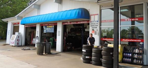 Dustin getting customer tires.