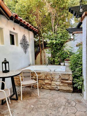 private patio & jacuzzi tub in Yellow Oleander
