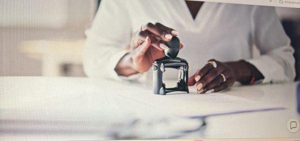 A woman owned notary business.