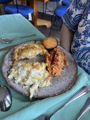 The day's special! Lemon pepper chicken. Squash casserole, and Merigold tomatoes!!! YUM!!!!