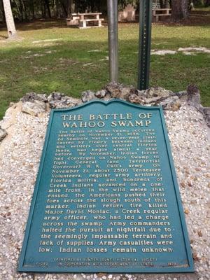 Wahoo Swamp Historical Marker