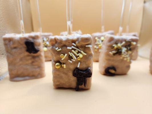 Chocolate covered Rice Krispies cowboy theme