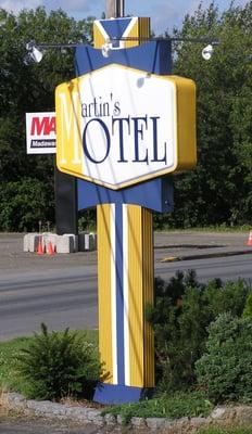 Martin's Hotel sign in Madawaska, Maine.